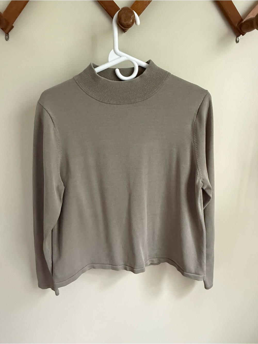 Pendleton Silk Womens Mock Neck Long Sleeve Top - Taupe